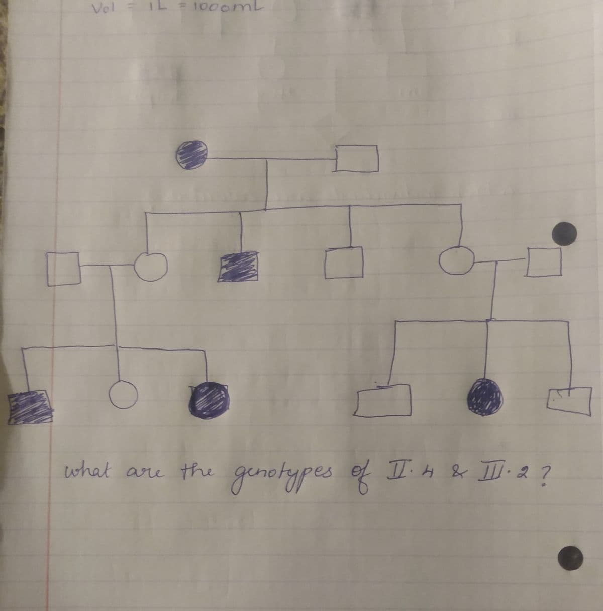 Vol = IL 1000ML
genotypes of
IIi H & III. 2?
what are the
