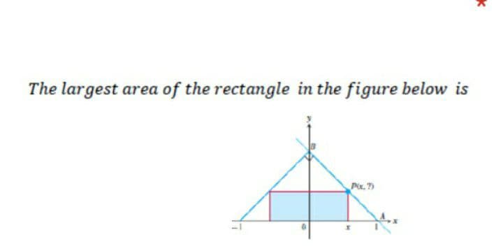 The largest area of the rectangle in the figure below is
Pix, ?)
