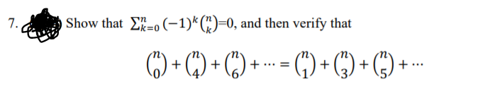 7.
Show that -0(-1)*(")=0, and then verify that
() + C) + C)+
()+- = () + G) + G)
+..
+.
...
