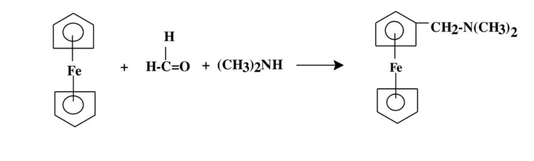 Fe
+
H
H-C=O + (CH3)2NH
Fe
CH2-N(CH3)2