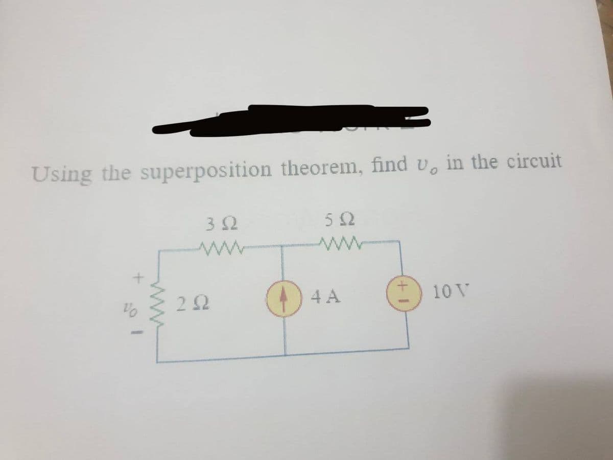 Using the superposition theorem, find v, in the circuit
32
2 2
4 A
10 V
ww

