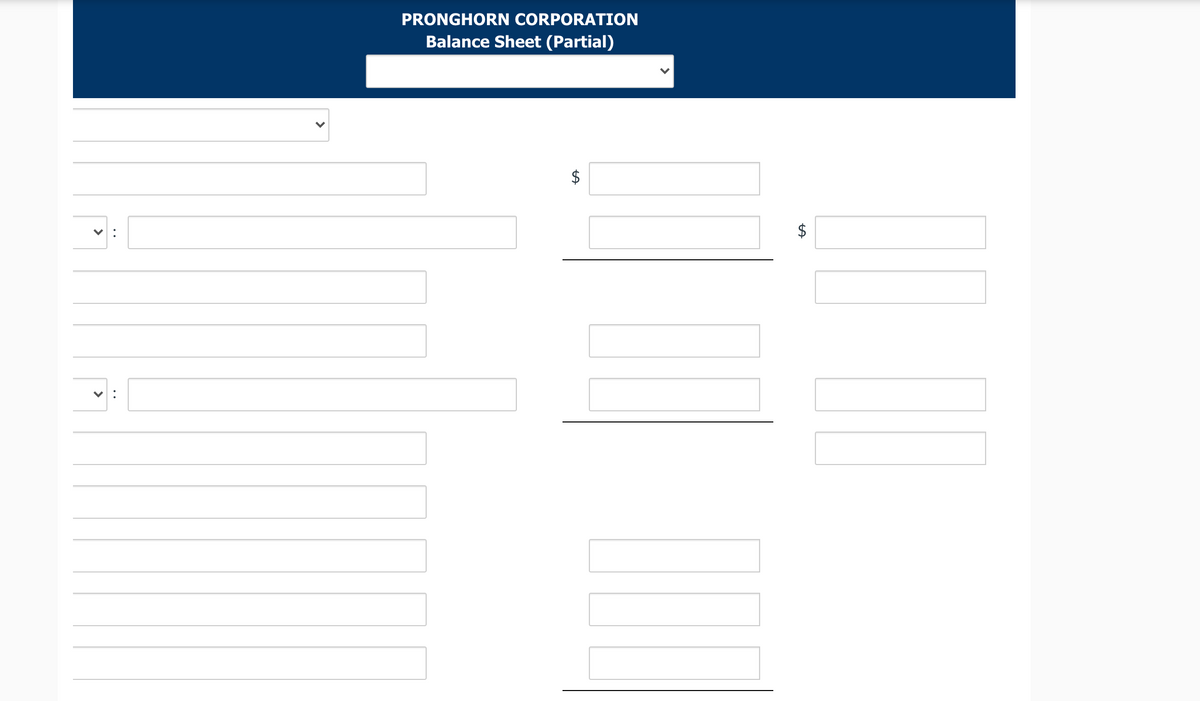 PRONGHORN CORPORATION
Balance Sheet (Partial)
$
V :
$
%24
%24
>
•.
>
