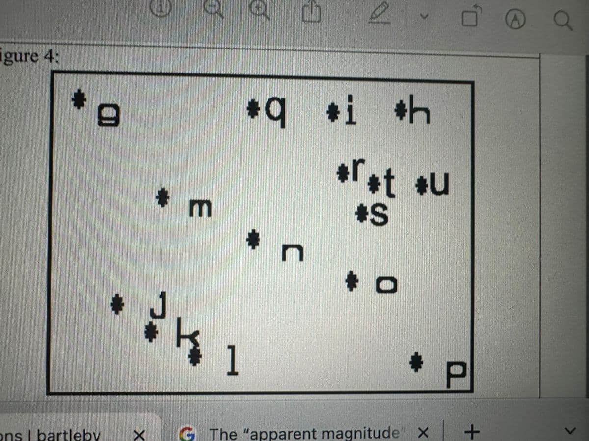 igure 4:
D
ons I bartleby
X
CICEREER
* m
1
MEL
C
*q #i
#i
#h
*r*t *u
#S
‘0
Ⓒ
P
The "apparent magnitude X +
Q
>