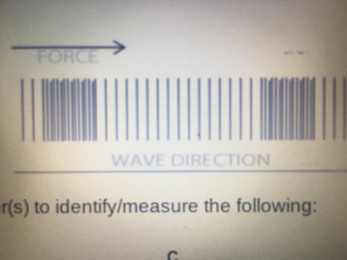 FORCE
WAVE DIRECTION
er(s) to identify/measure the following:

