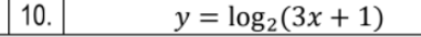 10.
y = log2(3x + 1)
%3D
