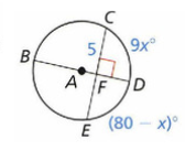 5/
9x
B
A F
(80 - x)°
E
