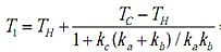 T-TH
T = T, +
1+ k (k, + k,) / k,k,
