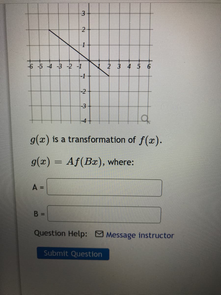 g(x) = Af(Bx), where:
%3D
A =
%3D
B =
