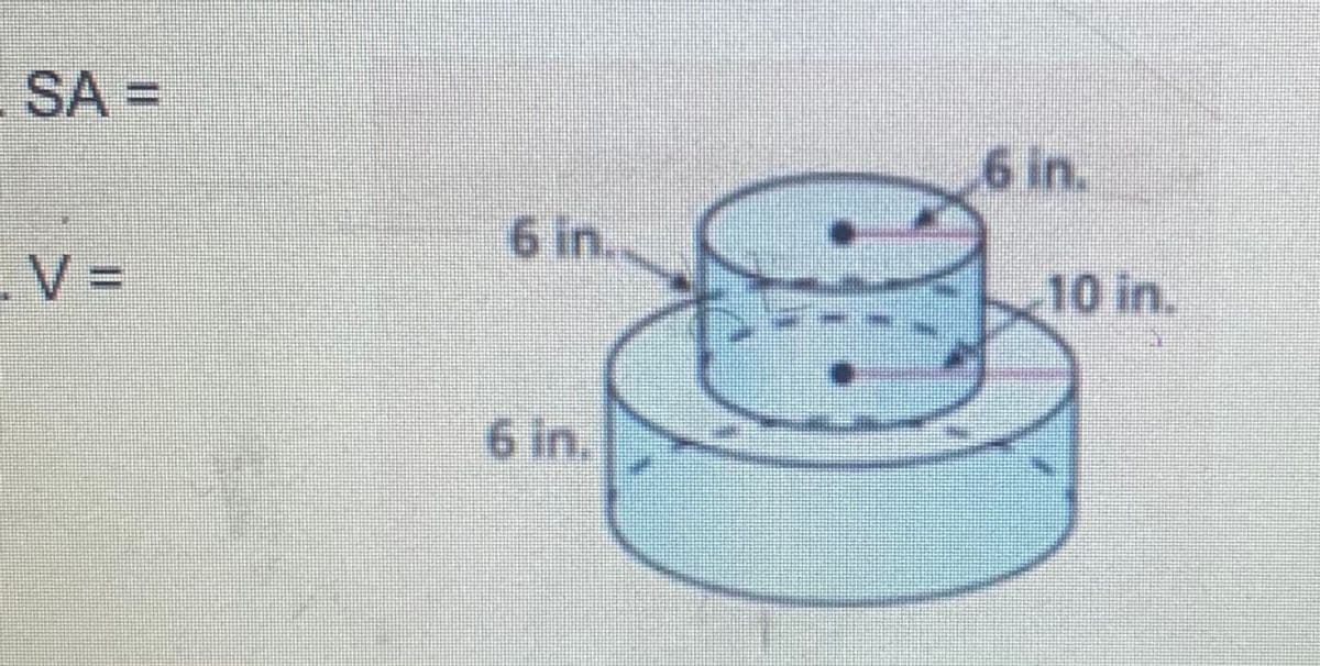 . SA =
6 in.
6 in.
.V D
10 in.
6 in.
