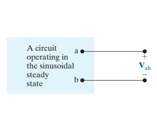 A circuit
operating in
the sinusoidal
steady
state
a
b.
+
V
ab