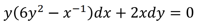 y(6y² – x-1)dx + 2xdy = 0
