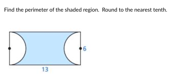 Find the perimeter of the shaded region. Round to the nearest tenth.
13
