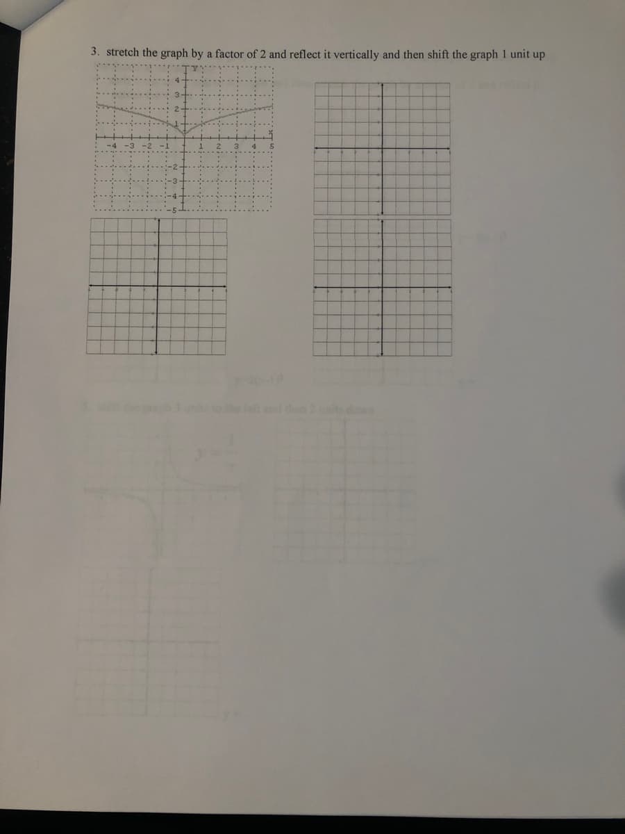 3. stretch the graph by a factor of 2 and reflect it vertically and then shift the graph 1 unit up
