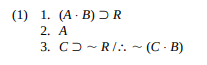 (1) 1. (A· B) 그R
2. A
3. C)-R1:. - (C - B)
