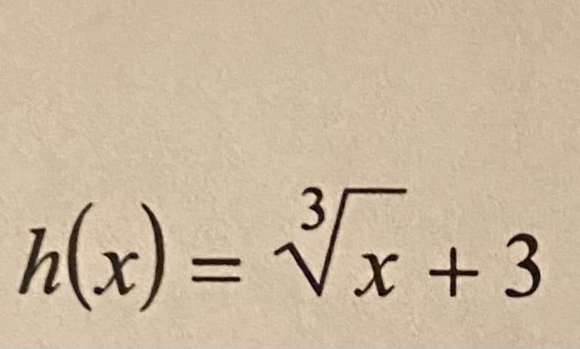 h(x) = Vx + 3
%3D
