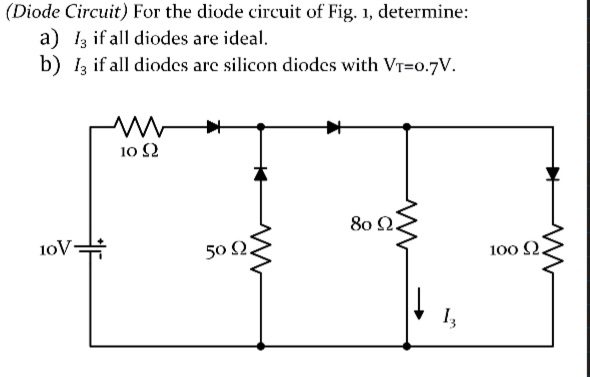 (Diode Circuit) For the diode circuit of Fig. 1, determine:
a) Iz if all diodes are ideal.
b) Iz if all diodes are silicon diodes with VT=0.7V.
10 Ω
80 Ω.
10V-
Q.
100 2.
