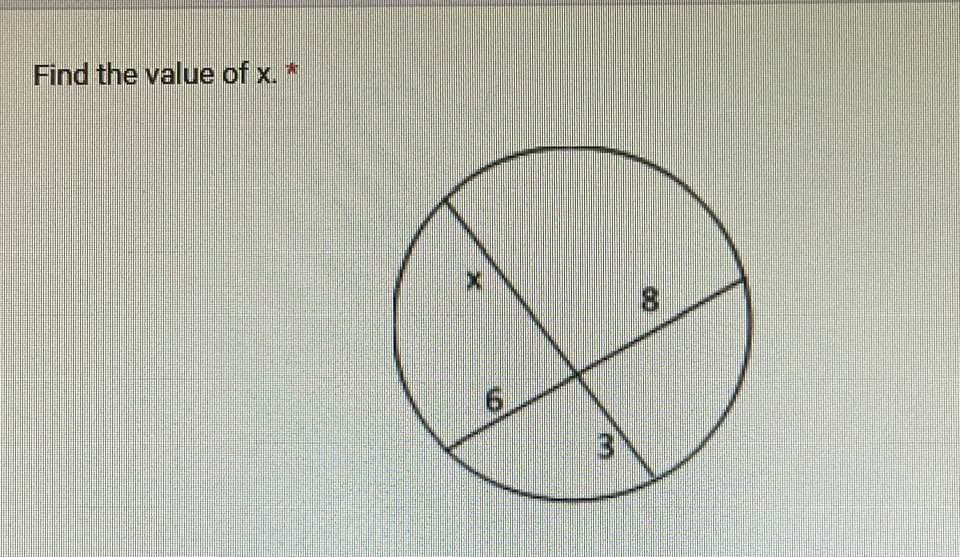 Find the value of x.
*
X
M