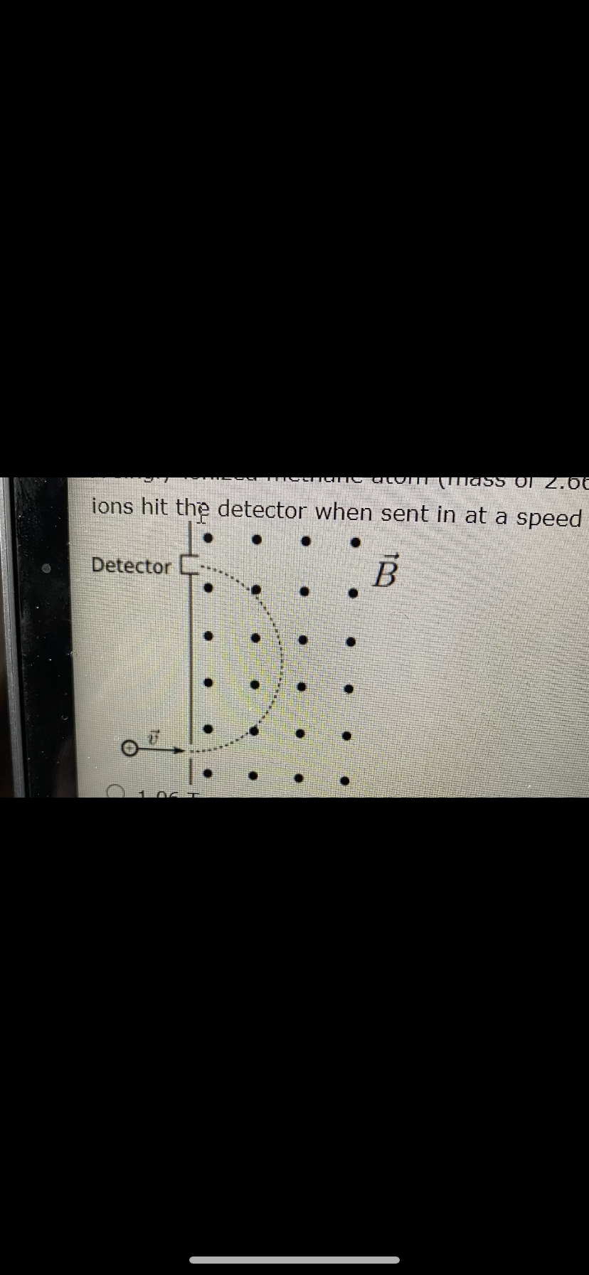 ions hit the detector when sent in at a speed
Detector
