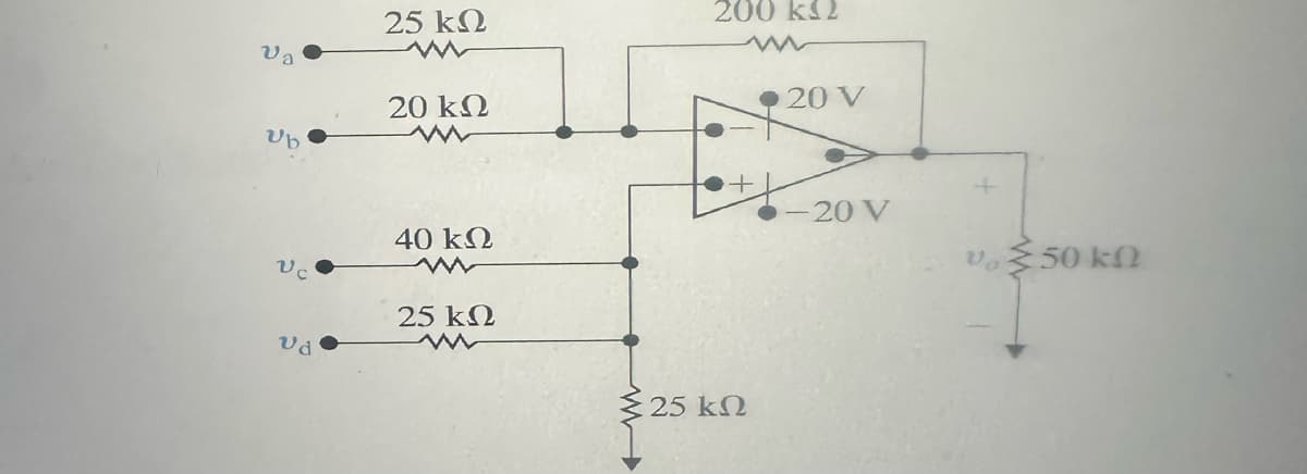 Va
Ub
Uc
Ud
25 ΚΩ
20 ΚΩ
40 ΚΩ
25 ΚΩ
200 ΚΩ
{25 ΚΩ
• 20 V
-20 V
ν 350 ΚΩ