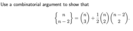 Use a combinatorial argument to show that
1
+
2
(":")
n
=
