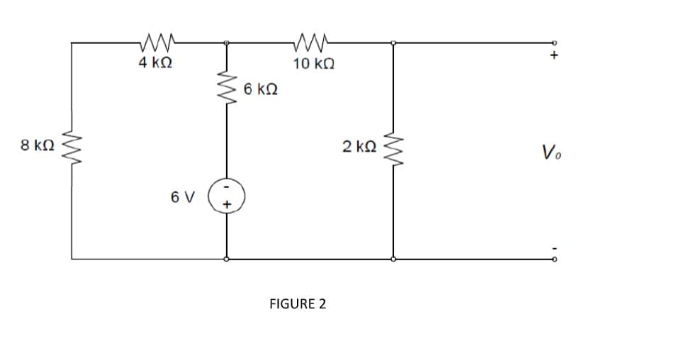 4 kQ
10 kQ
6 k2
8 kQ
2 kQ
Vo
6 V
+
FIGURE 2
