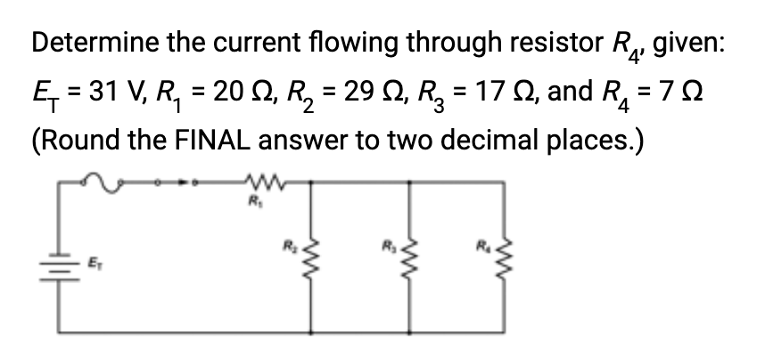 Determine the current flowing through resistor R₁, given:
= 7Ω
E₁ = 31 V, R₁ = 20 Q2, R₂ = 29⁹ Q, R₂ = 17 , and R
(Round the FINAL answer to two decimal places.)
+lif
R₁
2
ww