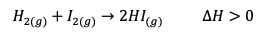 Hz(g) + I2(g) → 2HI(g)
•
ΔΗ > 0