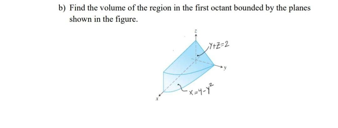 b) Find the volume of the region in the first octant bounded by the planes
shown in the figure.
Ytz=2
