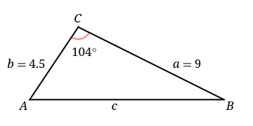 C
104°
b = 4.5
a = 9
A
В
