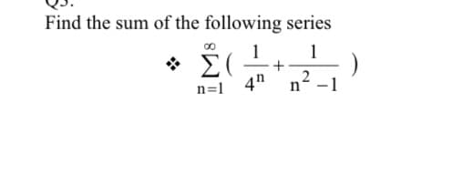 Find the sum of the following series
Σ.
1
+
n=1 4"
