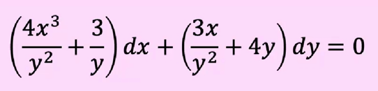 4x3
3
dx +
y
3x
y2
+ 4y ) dy = 0
