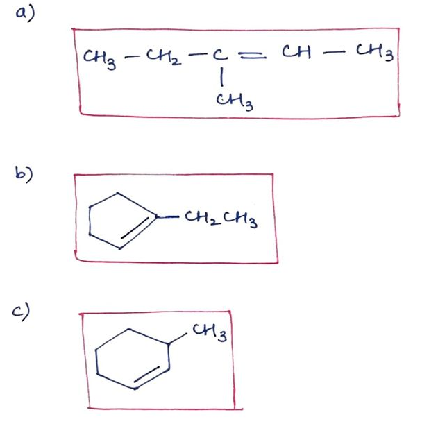 a)
CH3 -CH2-c= CH
CH3
-
b)
CHz CH3
c)
cH3
