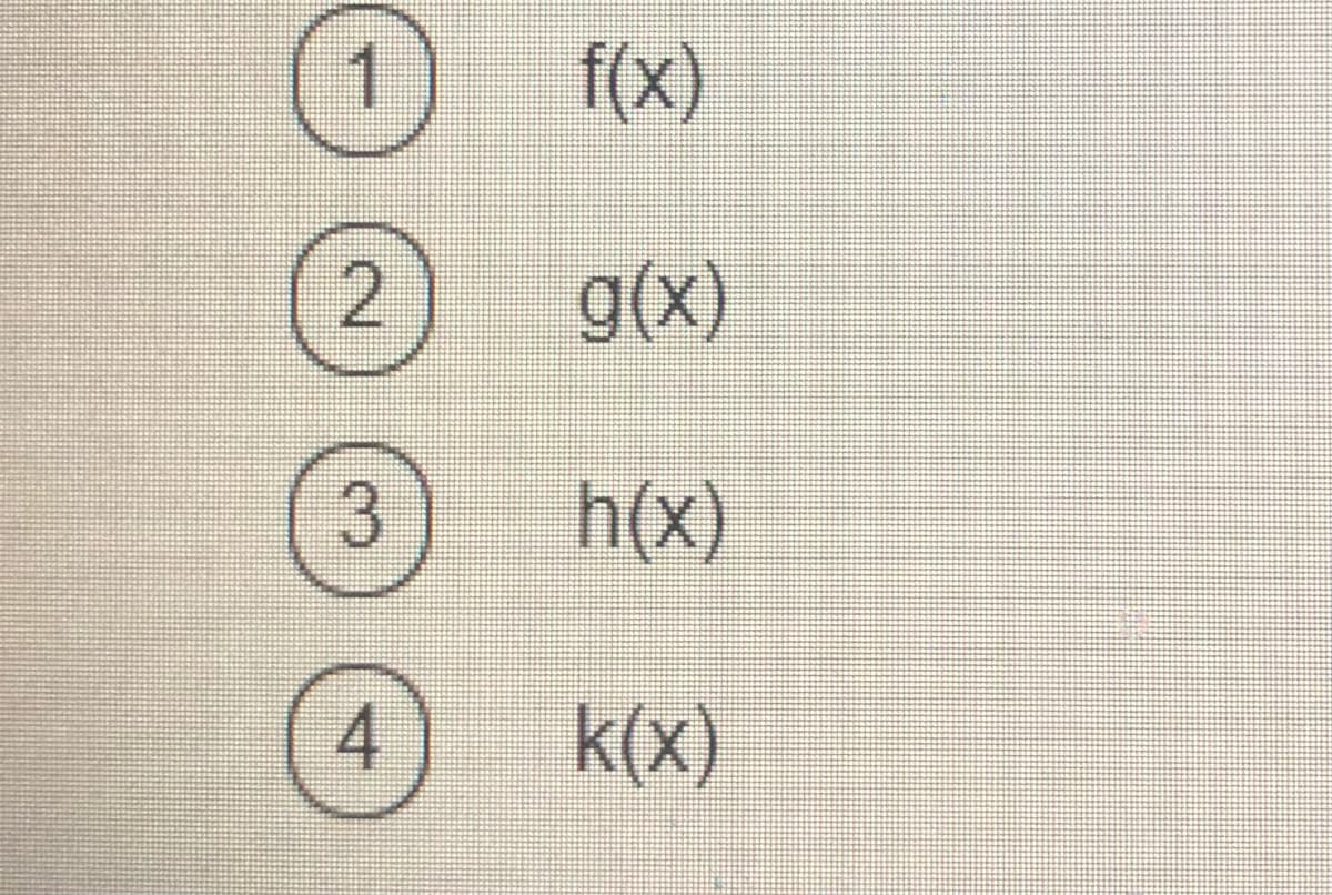 1) f(x)
2) g(x)
h(x)
4
k(x)
