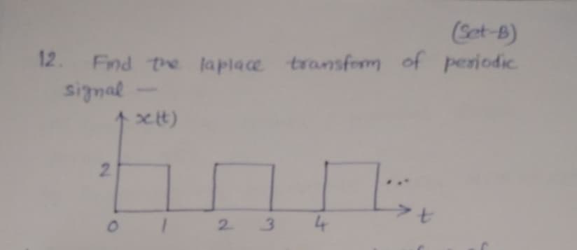 (Set-B)
12. Find the laplace transfom of periodic
signal
2.
2 3
