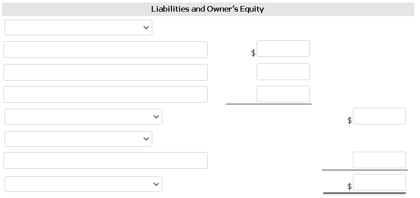 Liabilities and Owner's Equity
$
>
>
>
