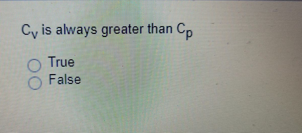 Cy is always greater than C,
True
False

