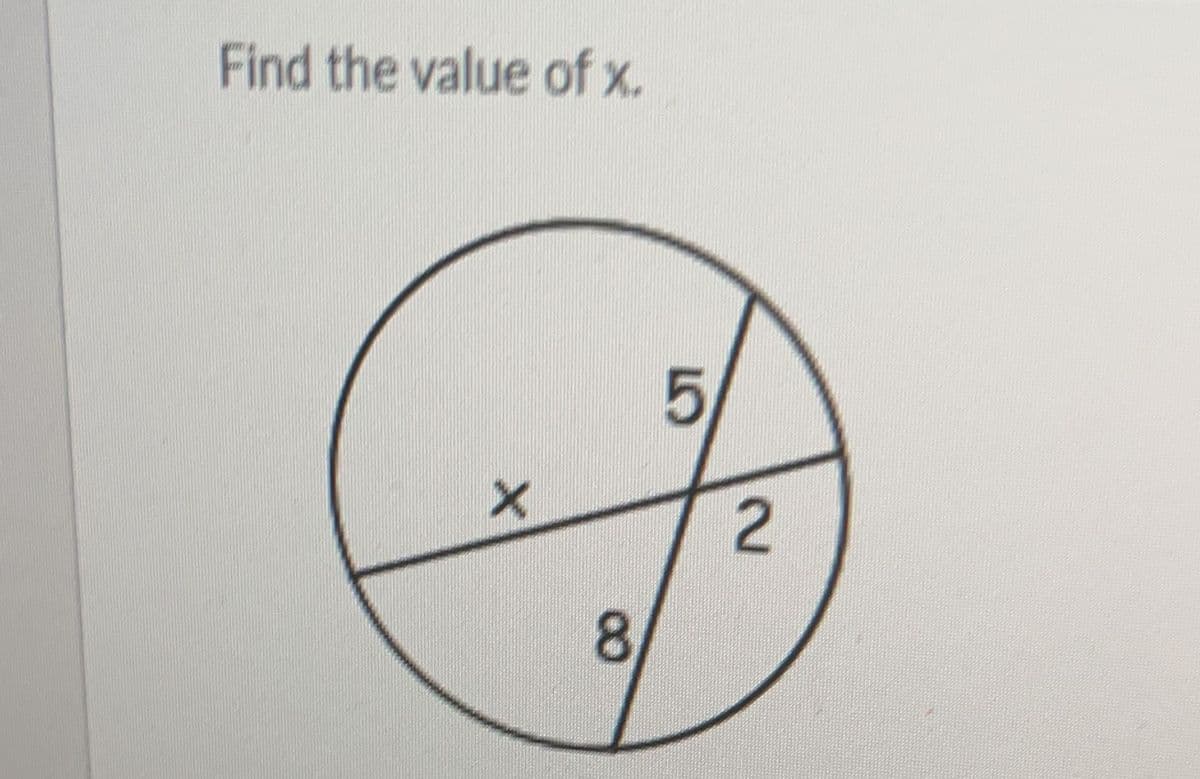 Find the value of x.
X
8
5
2