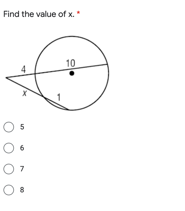 Find the value of x.
10
4
1
7
8.
