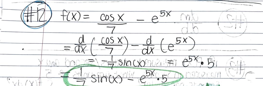 232) fcx) = coS X
5x
e
d
COS X^
dx
5X
tesx).
