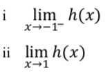 i
x→-1-
lim_ h(x)
ii lim h(x)
x→1
