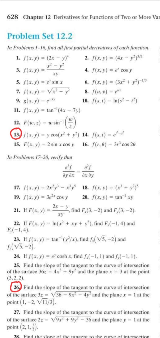 In Problems 1-16, find all first partial derivatives of each function.
1. f(x, y) = (2x - y)*
2. f(x, y) = (4x - y?)/2
%3D
%3D
