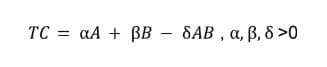 TC =
aA + BB SAB, α, B, 8 >0
-