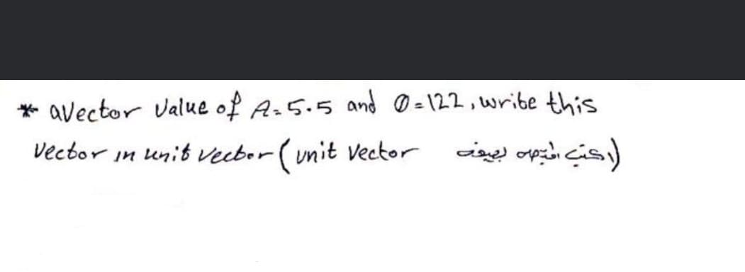 avector Value of A.5.5 and 0 - 122, wribe this
vector in unit veebor (unit vector
(unit
