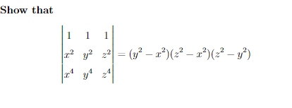 Show that
* y = (y² – r*)(2² – x*)(2² – y³)
