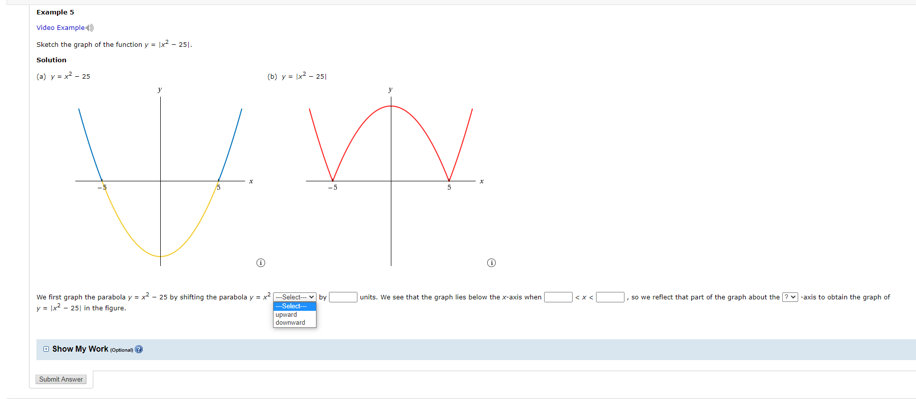 Sketch the graph of the function y = |x? - 25|.
