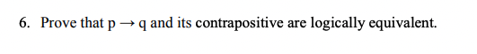 6. Prove that p-
q and its contrapositive
logically equivalent.
are
