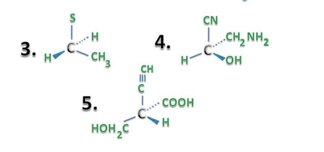 CN
H
4.
.CH, NH,
3.
CH
CH
II
HO
5.
COOH
H
HOH,C
