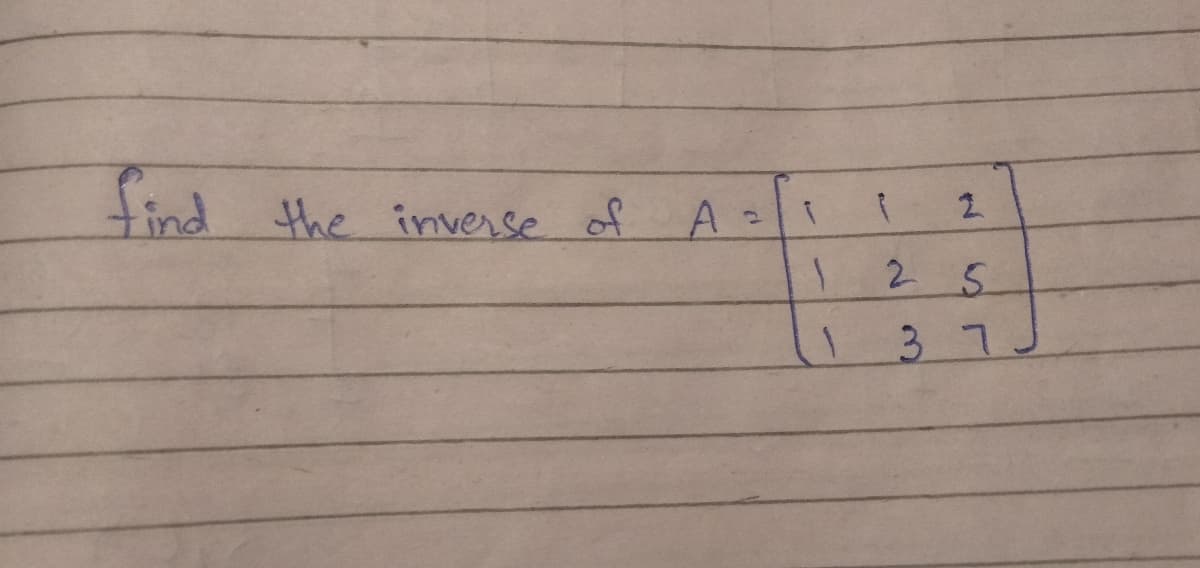 find
the inverse of A=1
25
37J
