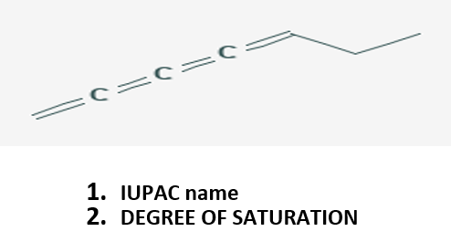 1. IUPAC name
2. DEGREE OF SATURATION
