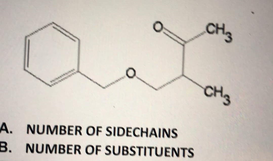 CH3
CH3
A. NUMBER OF SIDECHAINS
B. NUMBER OF SUBSTITUENTS
